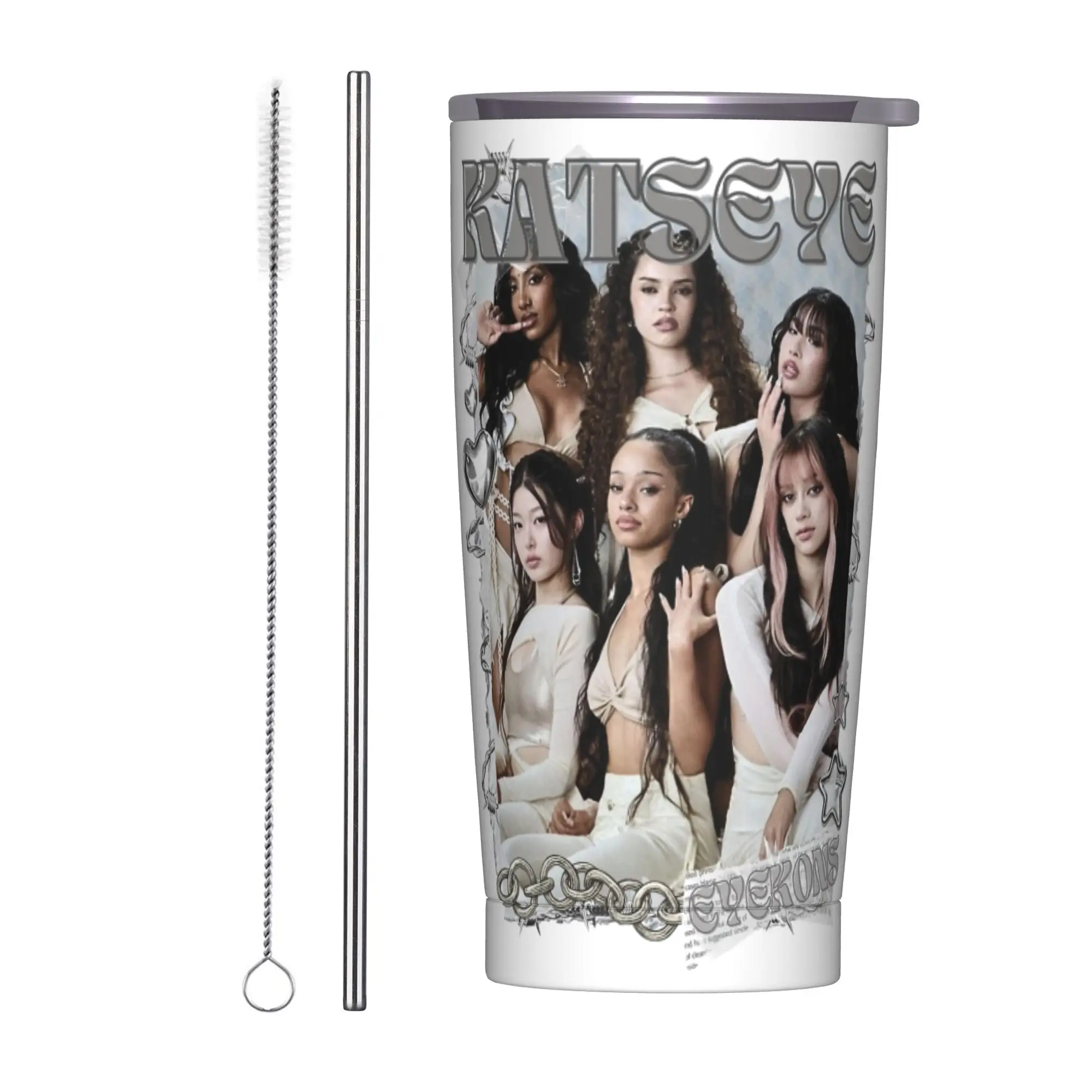 Stainless Steel Tumbler KATSEYE Kpop Y2K Group Coffee Mug  Insulated Cold Drink Mugs Cup Camping Water Bottle