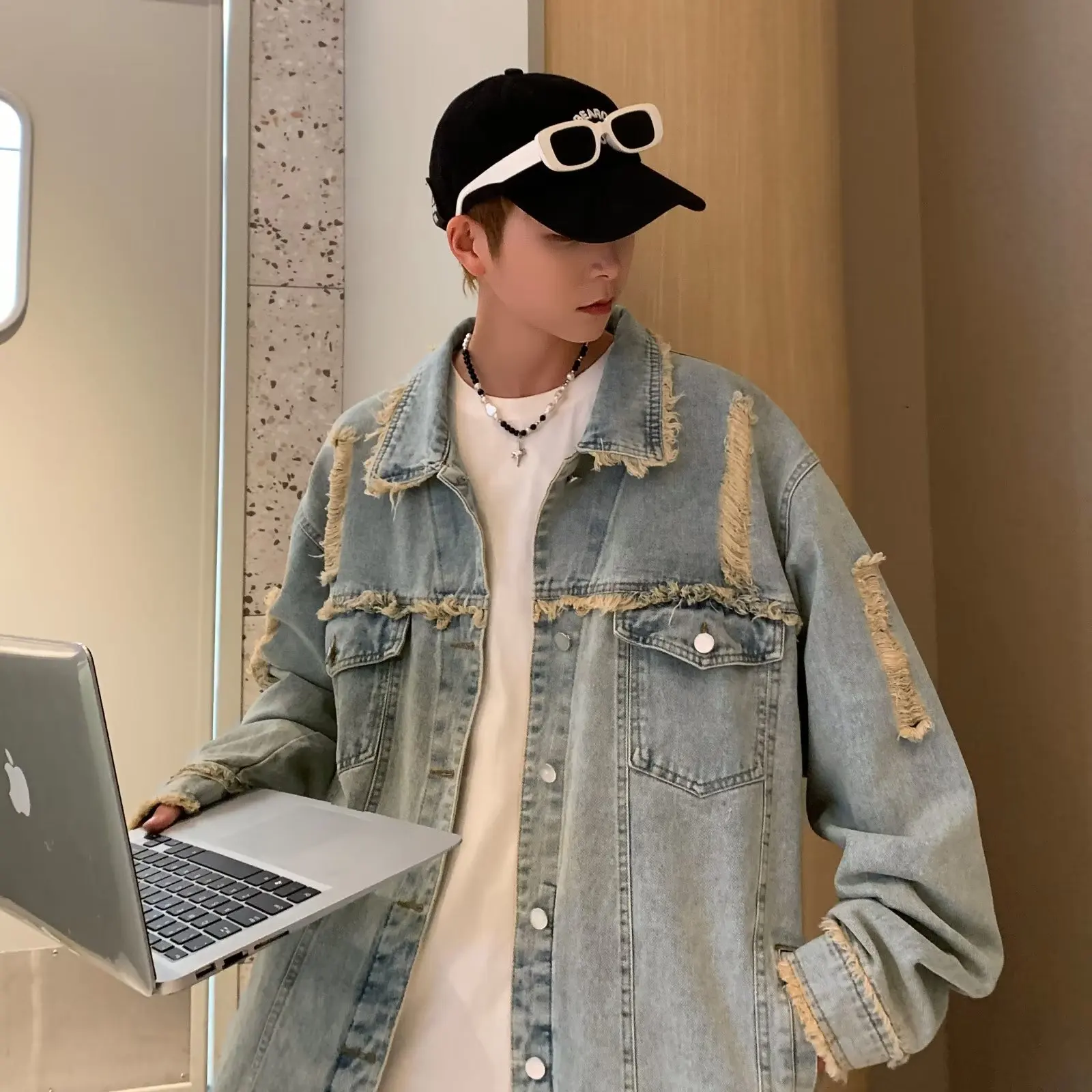 

Cleanfit Vintage Waed Men's Denim Jaet Autumn Winter Large Size 250 Pou Distred s Street Sle Retro Look