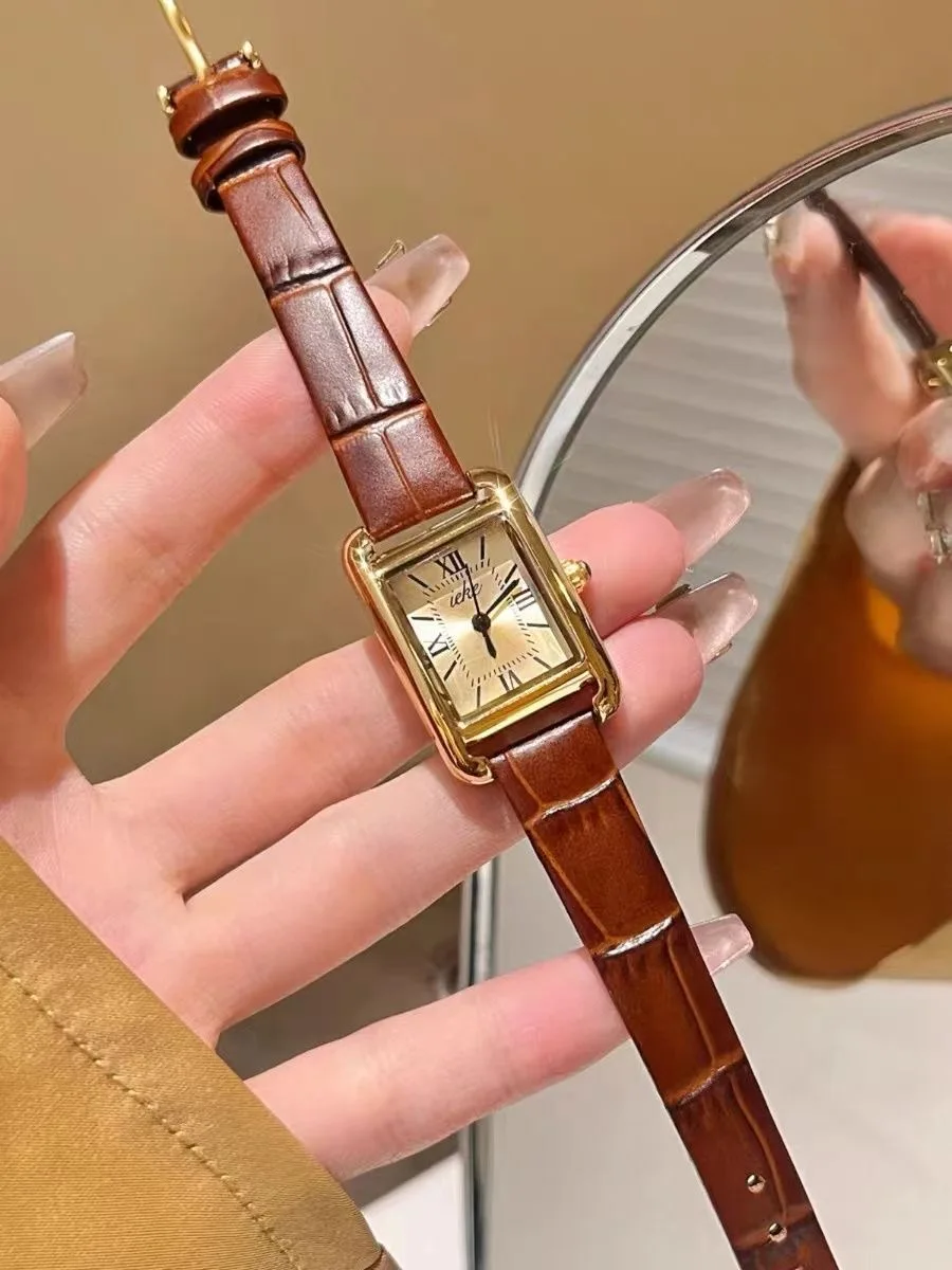 Women Quartz Watch Luxury Clock Fashion Rectangle Square Dial Orologio Black Red Leather Strap Vintage Reloj Ladies Wristwatch