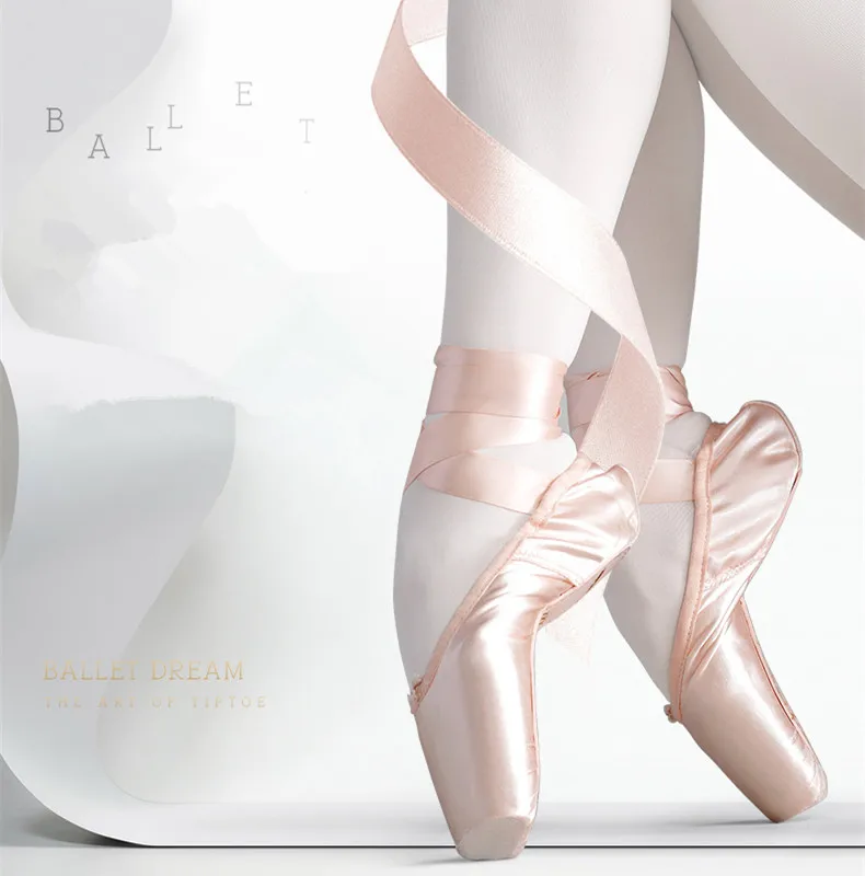 Zapatos de baile de Ballet para niños y adultos, Zapatos de punta de Ballet profesionales con cintas, Zapatos de Mujer, zapatillas de deporte para Mujer y niña