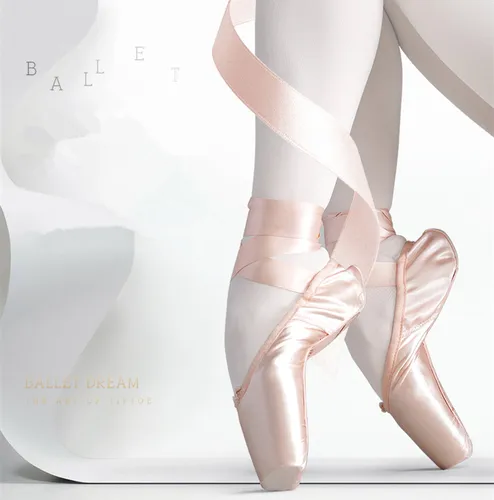 Imagen 1 del producto Zapatos de baile de Ballet para niños y adultos, Zapatos de punta de Ballet profesionales con cintas, Zapatos de Mujer, zapatillas de deporte para Mujer y niña