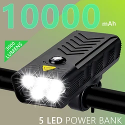 10000mAh 5*T6 Bicycle light Usb Rechargeable  3 L2 Digital Display Bike light Front Cycling MTB Headlamp as Power Bank