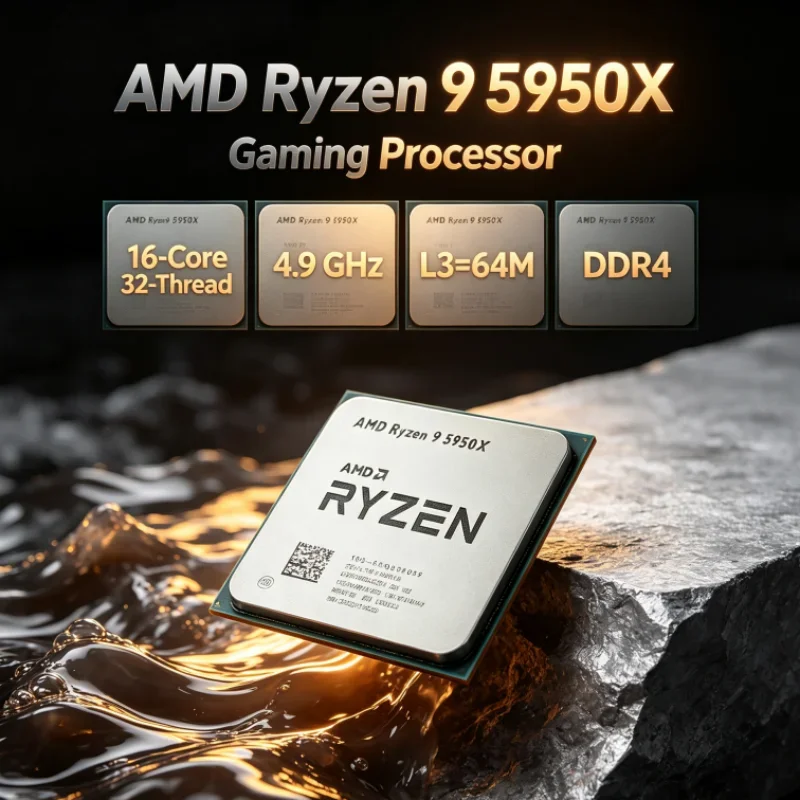 AMD Ryzen 9 5950X L3=64M Gaming CPU UP to 4.9GHz but without cooler 3.4 GHz 16-Core 32-Thread 105W DDR4 Socket AM4