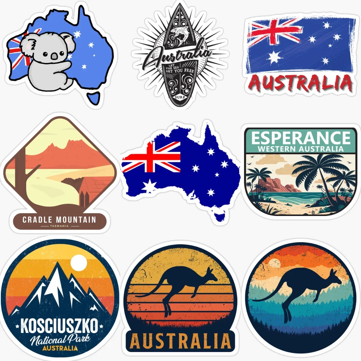 

Australia Flag Map Kangaroo Emblem Creative PVC Car Stickers for Car Van Bicycle Helmet Window Wall Decoration Accessories