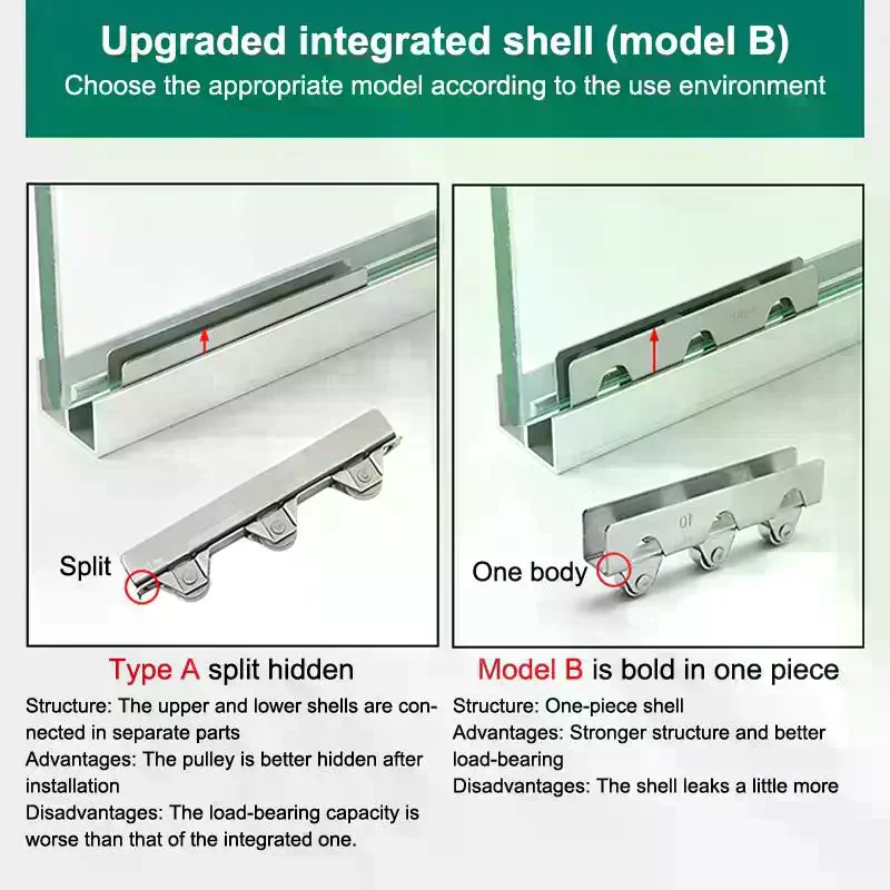 Sliding Door Roller Clamp Stainless Steel Wheel Pulley Rollers For Bathroom Glass Door Shop Display Cases 8mm/10mm