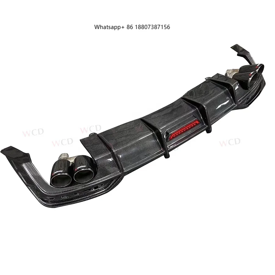

High Quality K-B Style Carbon Fiber Rear Bumper Diffuser With Light forAudi B9 A5 S5 2020+ Rear Lip Diffuser Spoiler Bodykit