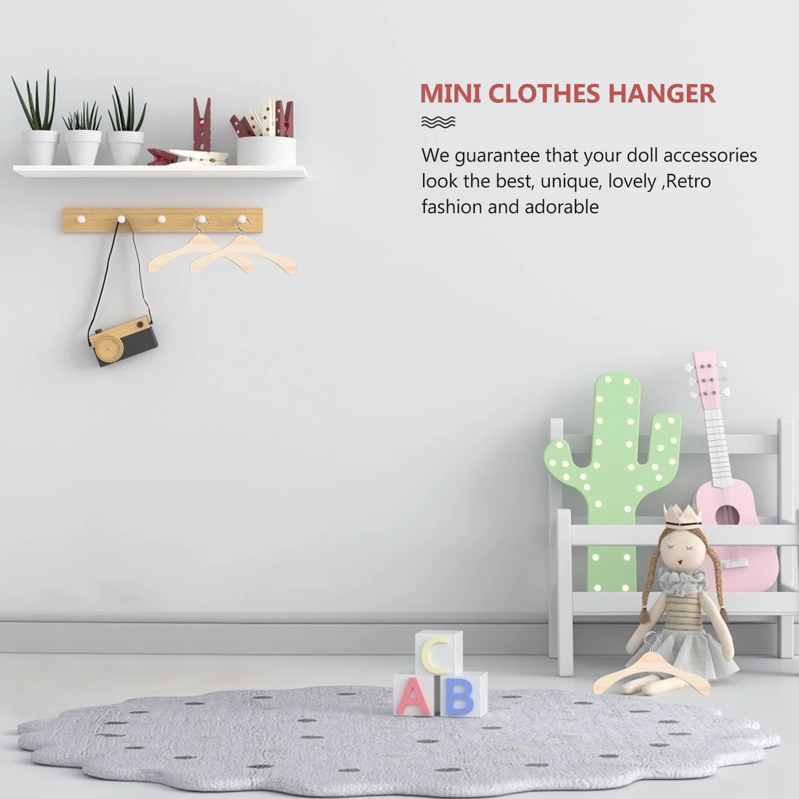 

20Pcs Wooden Hanger 12Cm Mini Clothes Rack for Bjd Figures Tidy Storage Organizer Must-Have Accessories Wooden Hanger