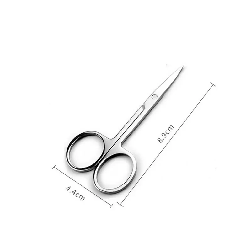 Professional Stainless Nails Eyebrow Nose Eyelash Cuticle Trimmer Epilator Scissor Manicure Tool Curved Pedicure Scissors Silver