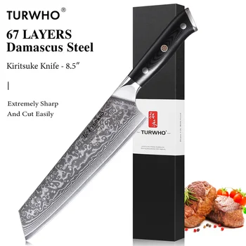 TURWHO 8.5-inch Japanese Style Kiritsuke Knife 67 Layer Damascus Steel Slicer Meat…