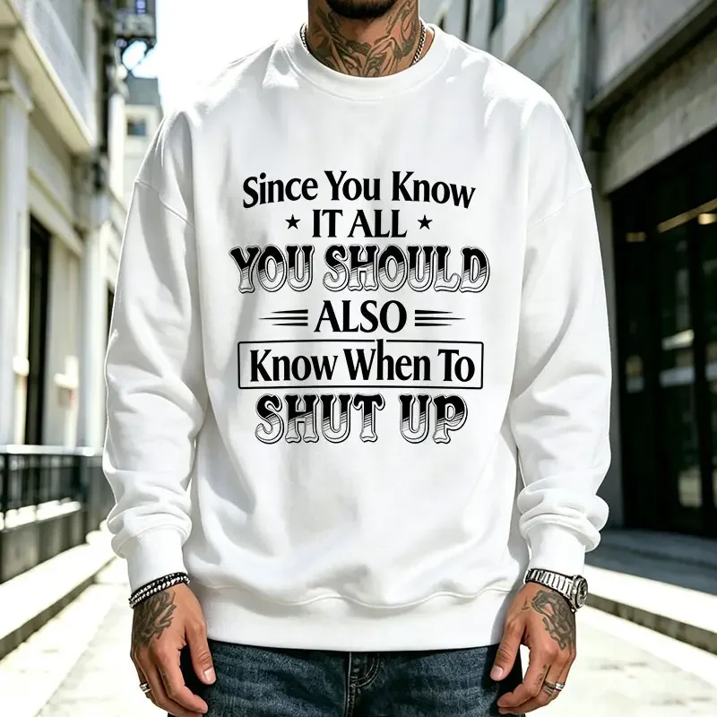 Personalized English Rant Graphic Sweatshirt | Edgy, Snarky Humor Print with Witty Slogans, niche Cool-Kid Theme, Men’s Drop-Shoulder Casual Long Sleeves, SohoChic