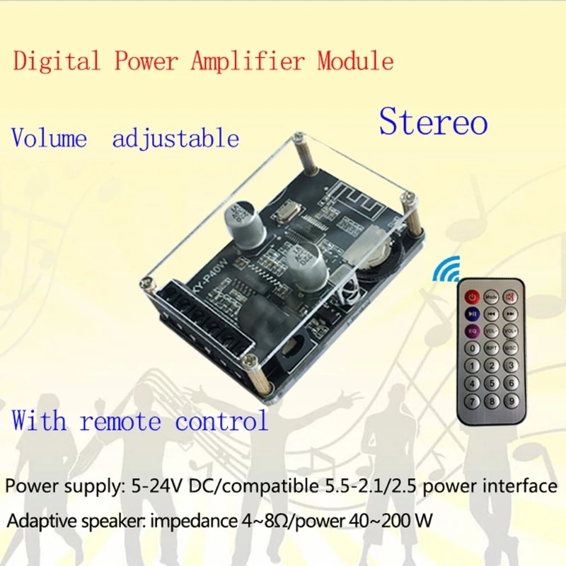 XY-P40W Digital Power Amplifier Board Bluetooth-compatible Control for Speaker