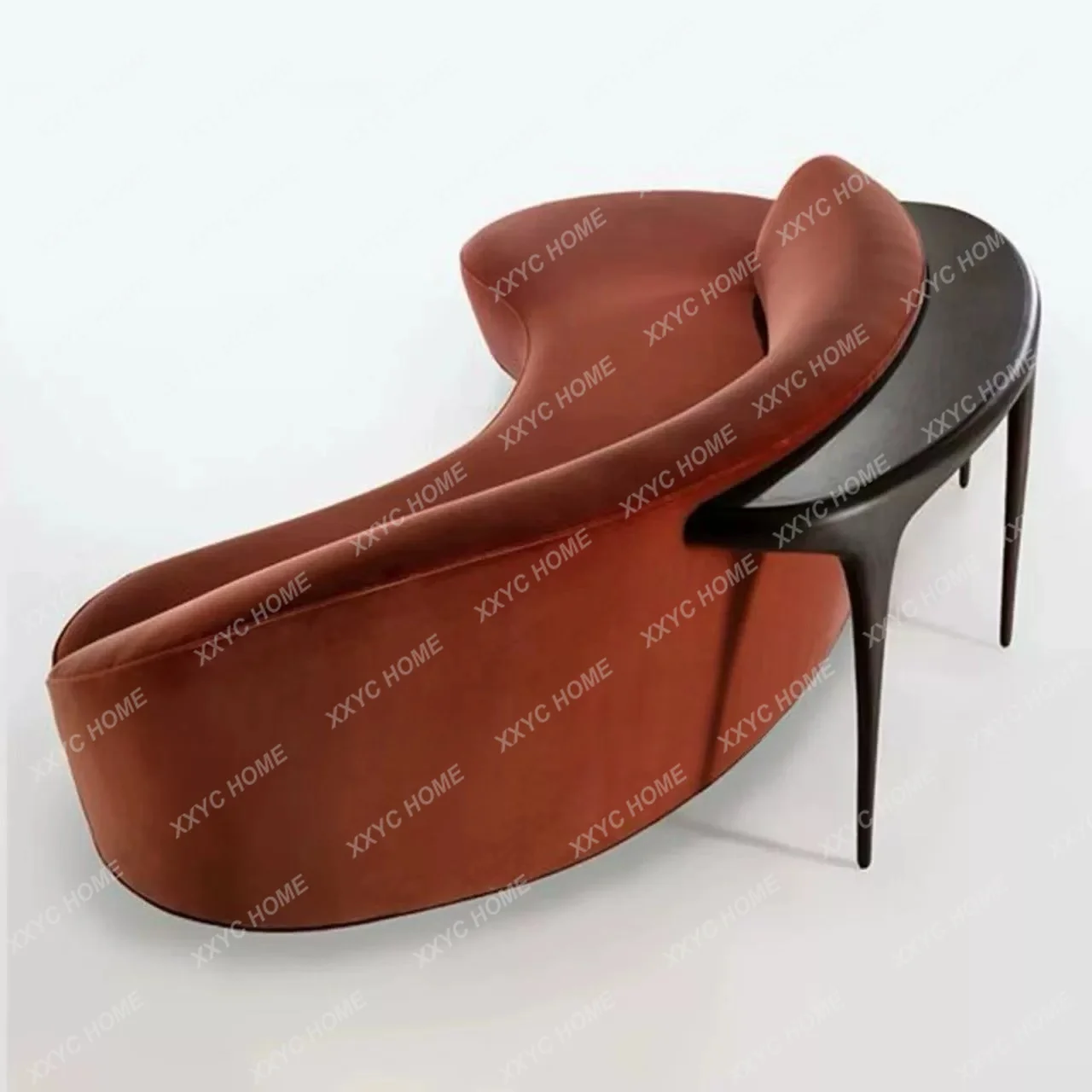 Modern curved solid wood special-shaped sofa reception meeting guest sofa