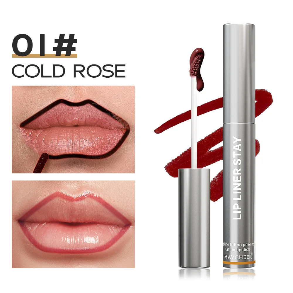 ดอกไม้รู้ Lip Liner Peel Off Tattoo Lipgloss กันน้ํา Long Lasting Matte Lip Tint สีน้ําตาล Contour Tearoff Lip Stain เครื่องสําอาง