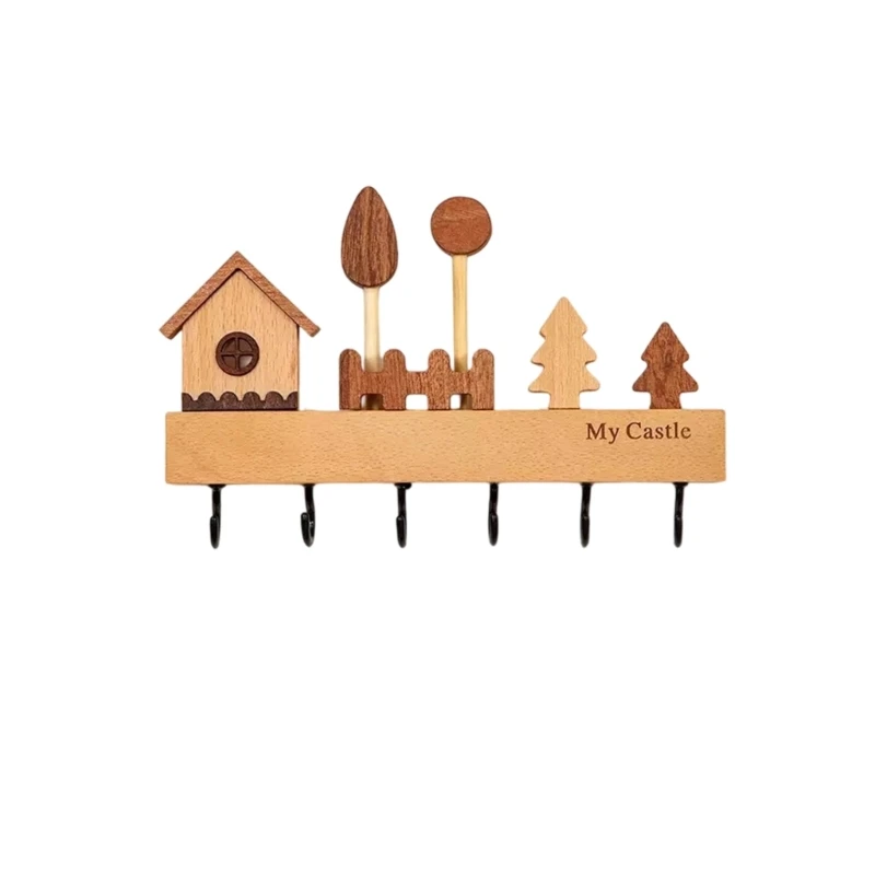 Drillless Holder Wall Mounted Wooden Hook For Keys Hats Scarves Damage Release Installation Natural Homes Decors X3UC