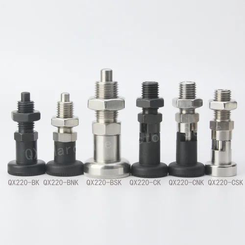 Imagen 2 del producto Pernos de índice tipo retorno y descanso, émbolo de indexación, rosca fina, acero inoxidable y perilla de acero al carbono con perilla de plástico