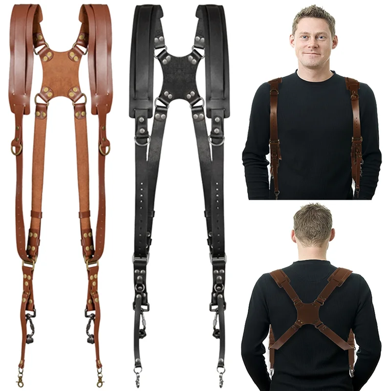 

Sensitive Double Shoulder Camera Strap Adjustable Camera Shoulder Belt Portable Shoulder Harness Outdoor Photography Tools Black