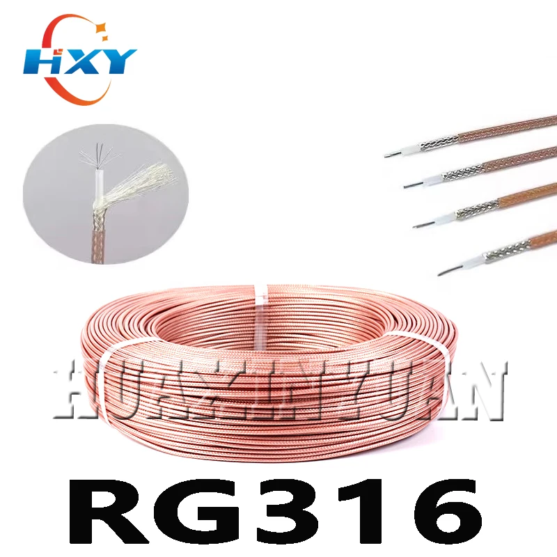 

RG316 10M 20M 30M 50M cable RF coaxial cable 2.5mm 50 Ohm Low Loss 30ft for crimp connector fast shipping