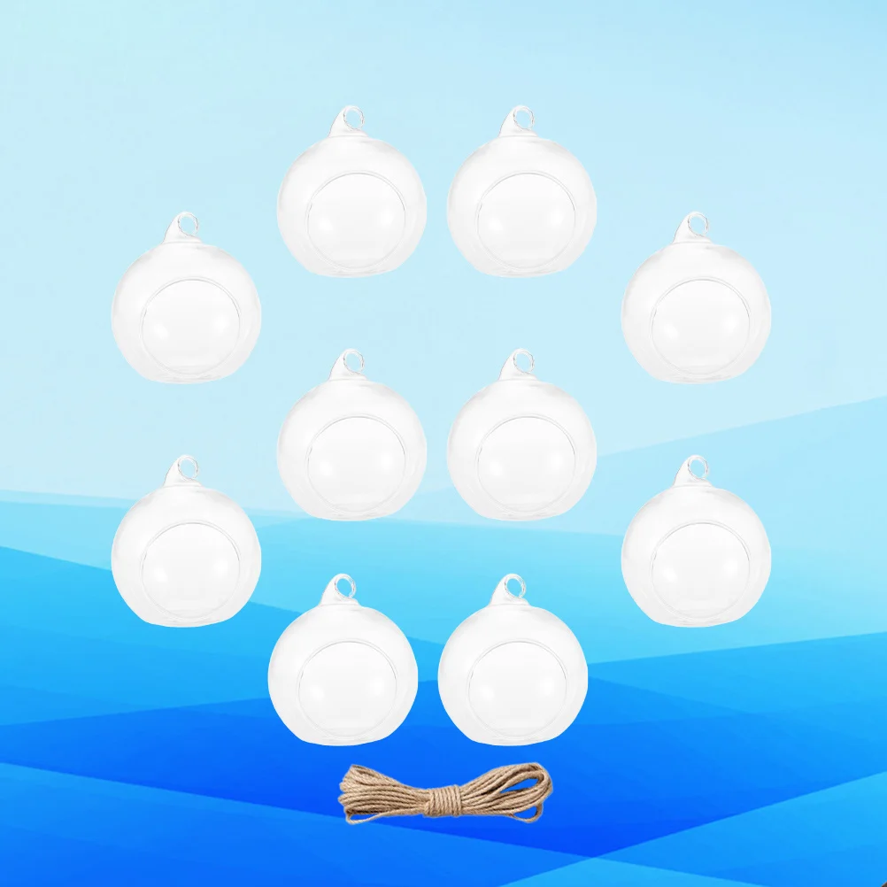 

10pcs Glass Ball Hanging Wedding Ceremony Scene Beautiful Glass Ball Hanging (with 9 Meters Rope, 10cm Flat Bottom)