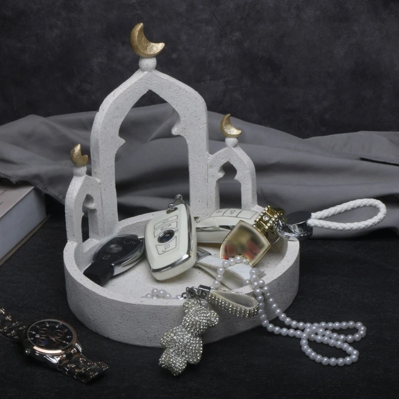Gold und Weiß Moscheenturm Eid Mubarak Dekore Ramadans Eid Dekore Aufbewahrungsbox 3XUF – Detail 1