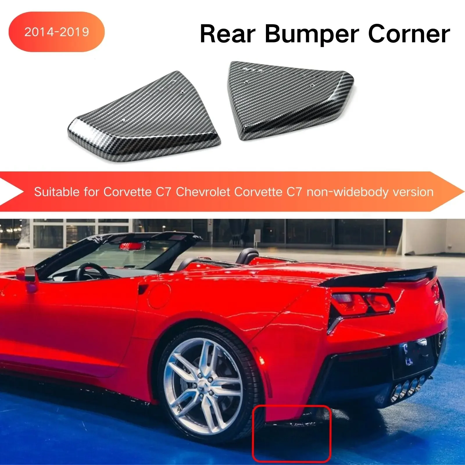 Rear Bumper Corner For Chevrolet Corvette C7 Non-Widebody Version 2014-2019  Glossy Black Car ABS Diffusers Spoiler Lip Splitter