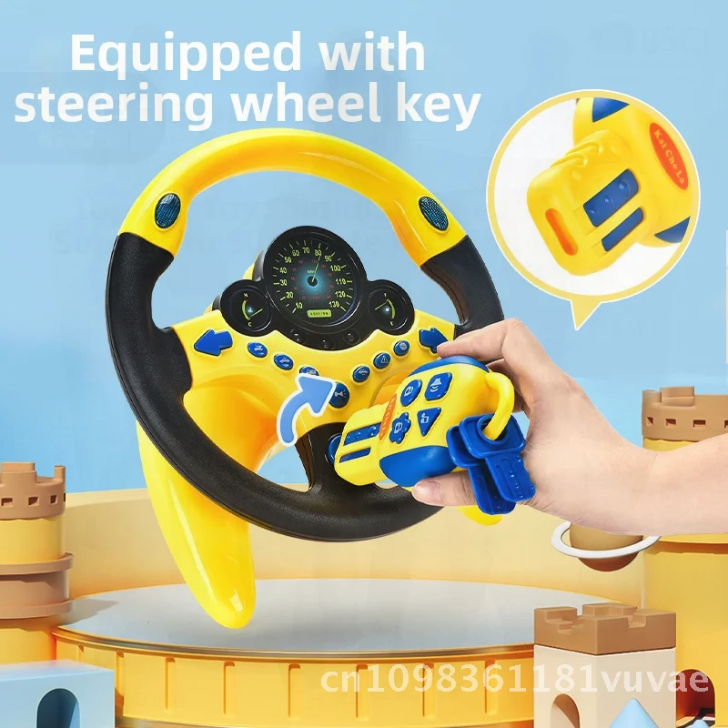 لعبة محاكاة عجلة القيادة المشتركة للطيار الكبير للأطفال مع قاعدة للتعليم المبكر والتنوير والموسيقى الممتعة والصوت التفاعلي باللون الوردي