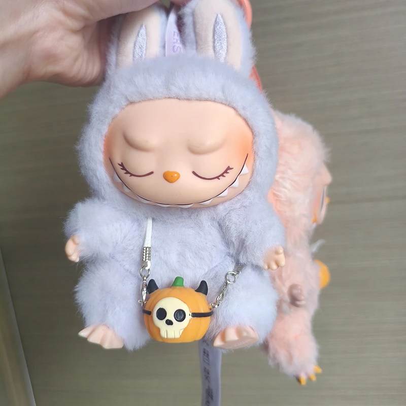 Für/Stoff Labubu Halloween Kürbis Tasche Labubu v1v2v3 Puppe Halloween Kleidung Zubehör Vinyl Puppe Nette Umhängetasche