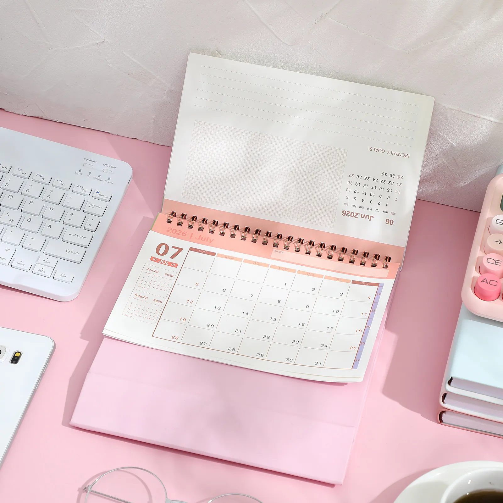 

2026 Desktop Calendar Pad Compact Foldable Stand Up Design for Teachers Workers Easy Month Navigation Yearly Planning Calendar