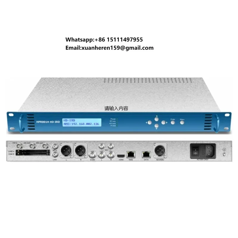 Satellite Receiver HD Cam Ird DVB-S/S2 Tuner to CVBS/HD-MI/SD/HD/AES/EBU Output H.265/H.264 BISS Decoder