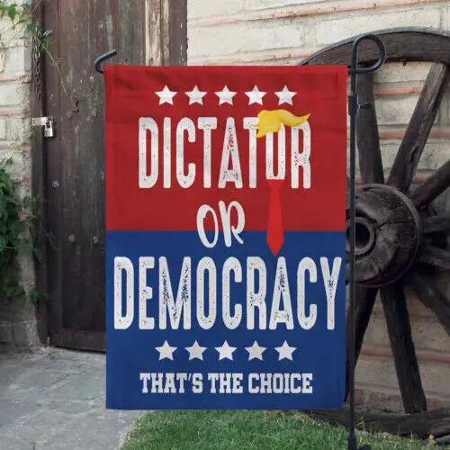 Dictator Or Democracy Double-sided Flag, Vote Blue Save Democracy 2024 Flag