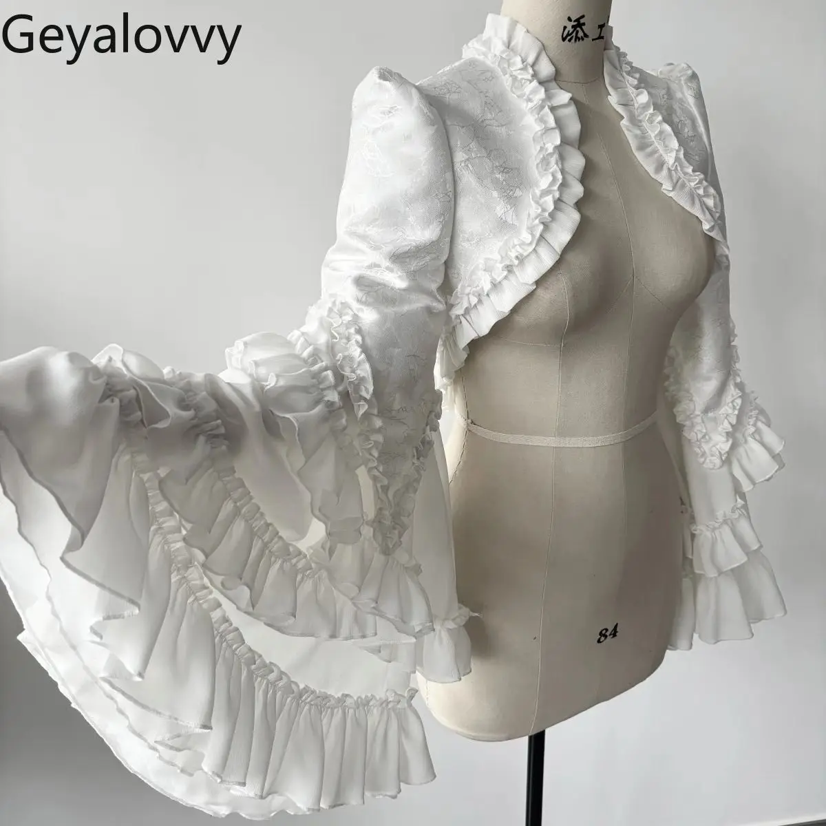 Japanese Gothic Lolita Horn Long-sleeved Blouse Sweet Girl Spring Versatile Solid Color Short Shawl Slimming Tops for Women