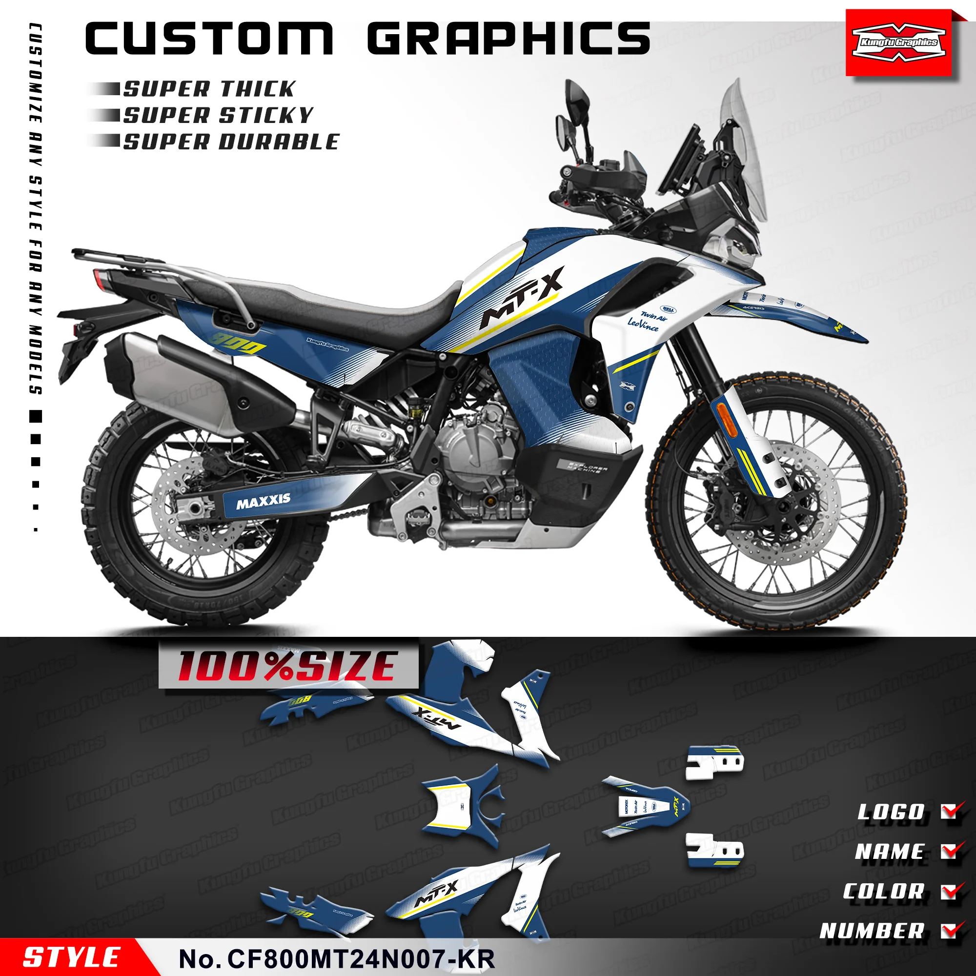 

KUNGFU GRAPHICS Graphics Decal Kit Wrap Design for CFMOTO 800MT-X MTX800 Stikers Sheet, Decorative
