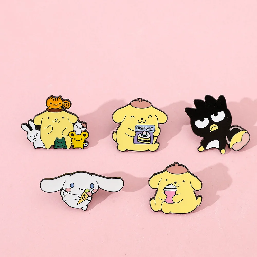 Cute Cartoon Creative Personality Pudding Dog Metal Badge Sanrio Cinnamoroll Alloy Brooch Accessories 2k Fashion Toys Anime