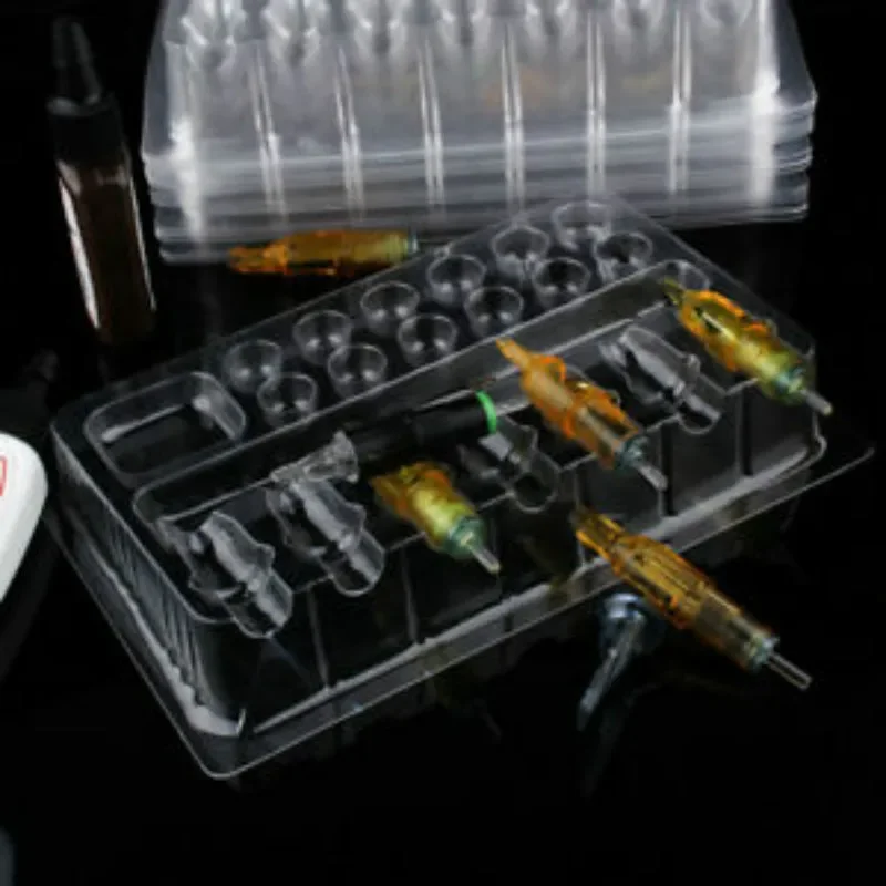 20pcs Disposable Transparent Plastic Pigment Tray Palette Tattoo Ink Holder For H Cartridge Needles Holder