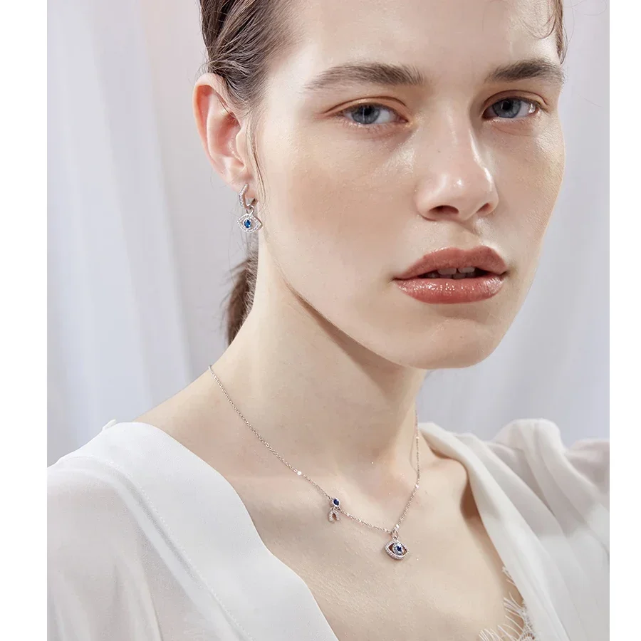 KALETINE Evil Eye Necklace Pendant 925 Sterling Silver Women Luxury Brand Blue Stone CZ Turkish Jewelry Fashion
