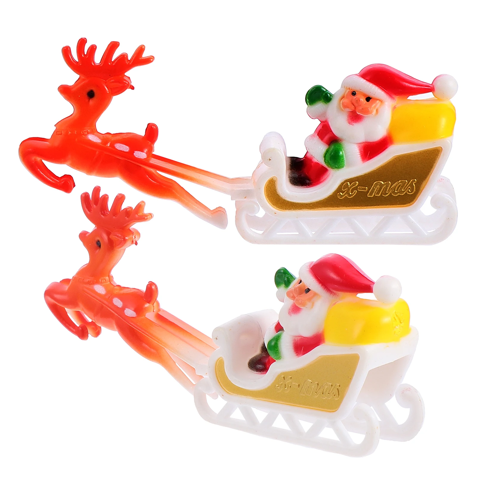 

5 Sled Insert Cards 3D Santa Claus Cake Toppers Christmas Decorations Reusable Baking Picks Cupcake Party Accessories