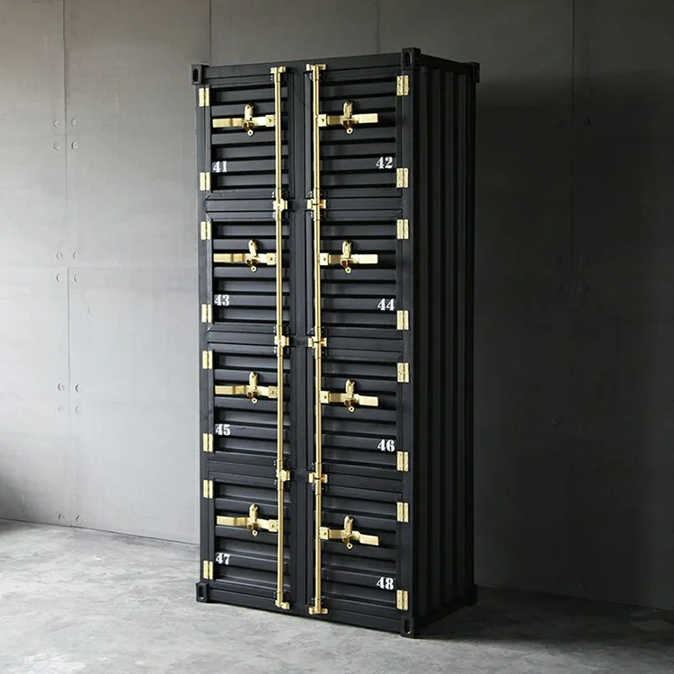 Color Customized Anti Rust Black Golden Metal Steel Iron Shipping Container Storage Shelf Cabinets