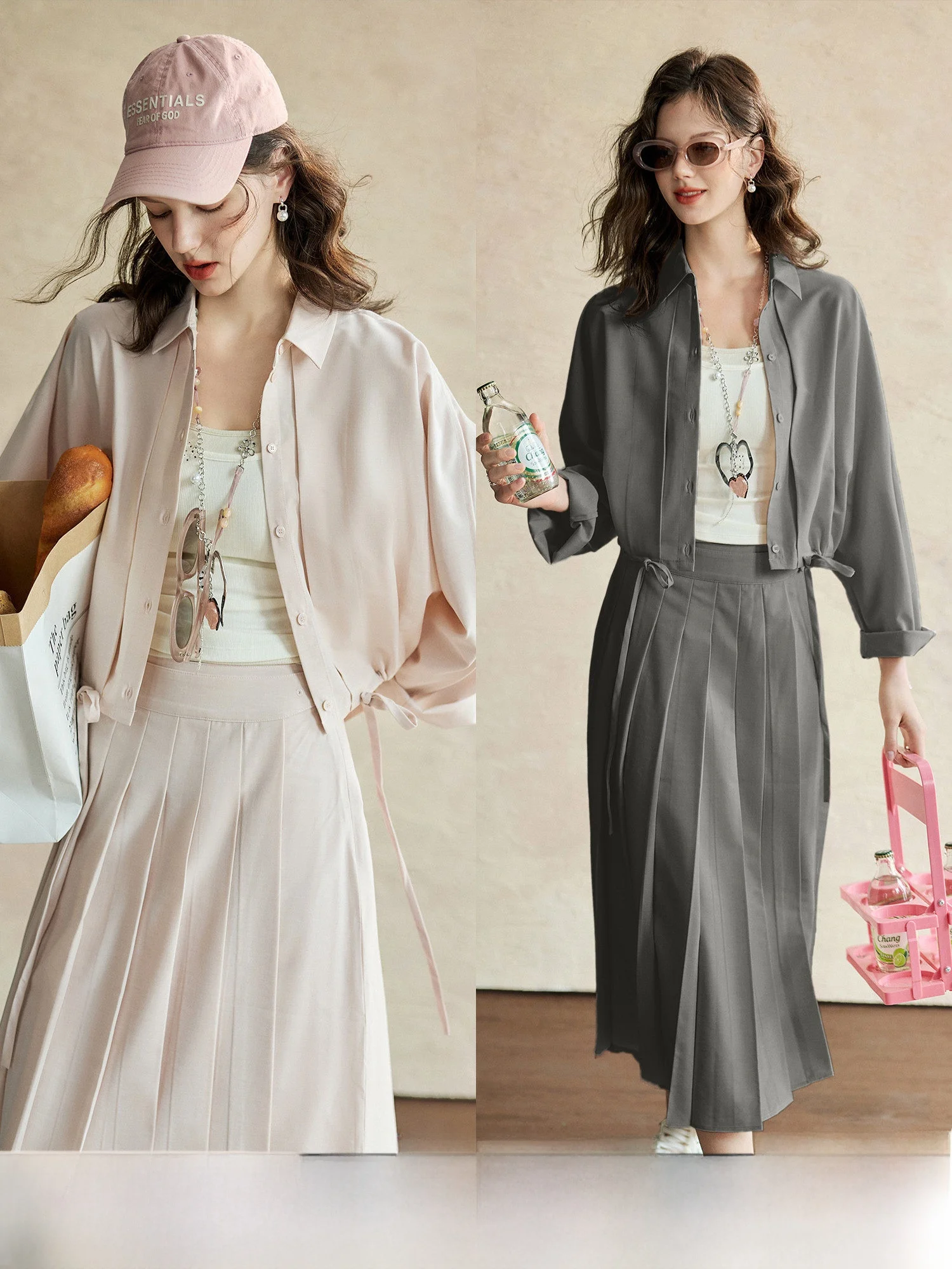 

Pumpkin Valley Comfortable Set TR Wool Fabric Short Shirt Jacket Long Short Skirt High Waist Spring Fashion Women's Outfit