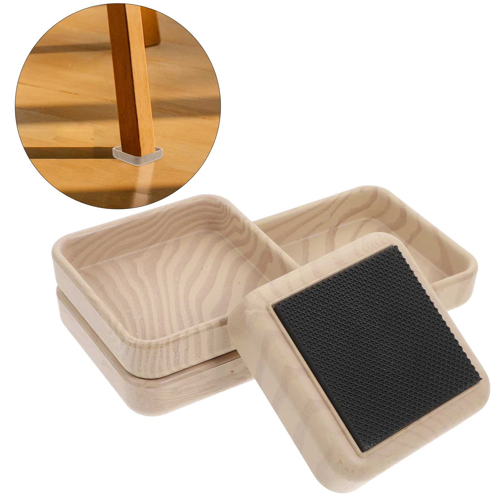 

4 Pcs Wood Grain Furniture Leg Protectors Anti Scratch Floor Mats Carpet Bed Frame Wheel Stopper Non Chair Table