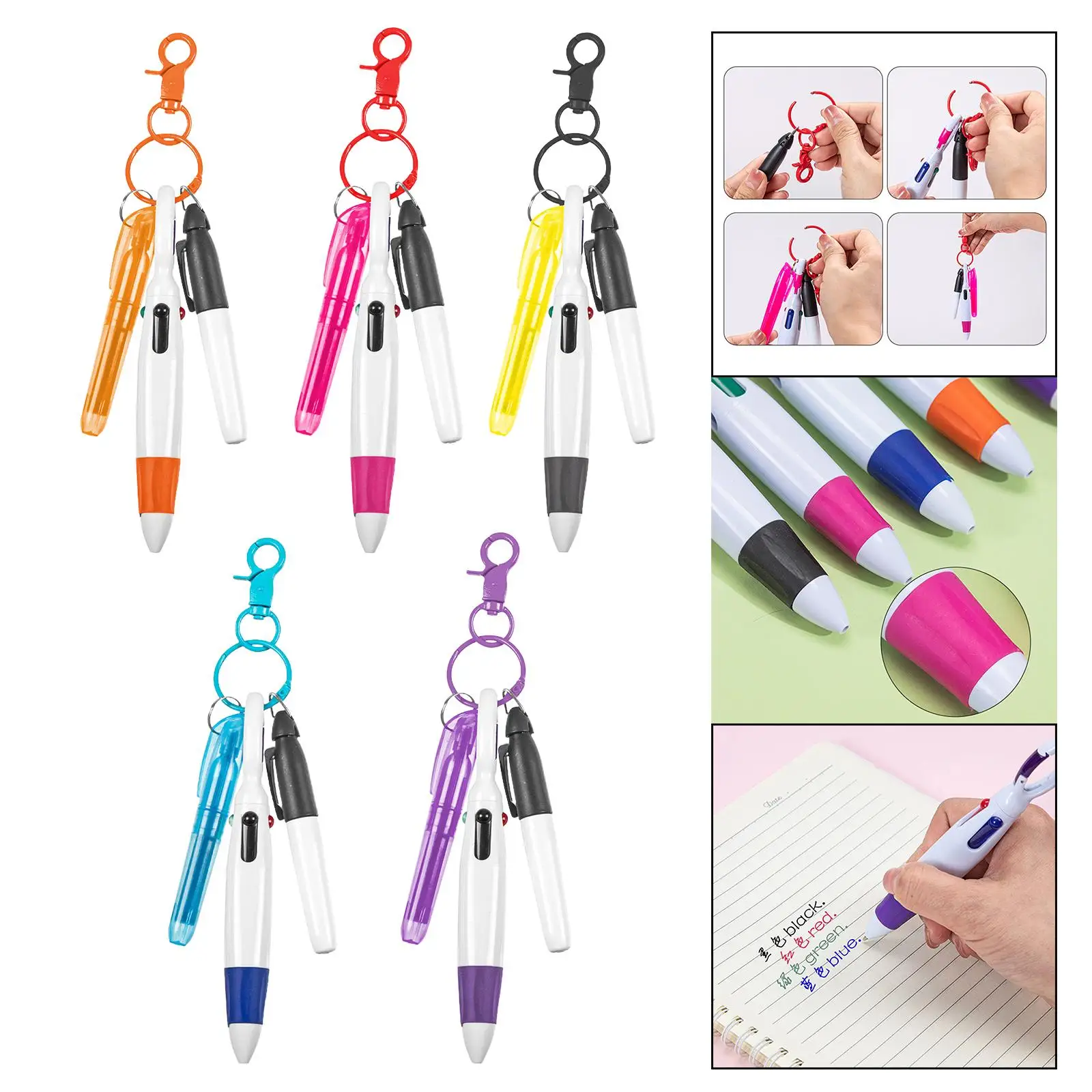 

Pen with Carabiner Clip Office Supplies Gift with Buckle Keychain Fine Pointed Multipurpose Shuttle Pen Retractable Nurse Pen