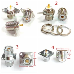 SL16 UHF SO239 Female 2-holes Rhombic 4-holes Flange Connector UHF SO-239 Female with Nut Washer for Bulkhead Panel Socket