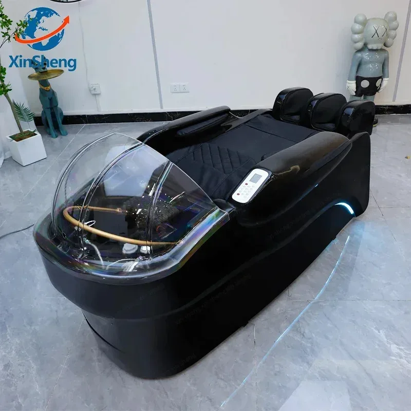 Modern Design Japanese Head Shampoo Chair and Massage Bed with Ceramic Basin and Sink for Barber Salon