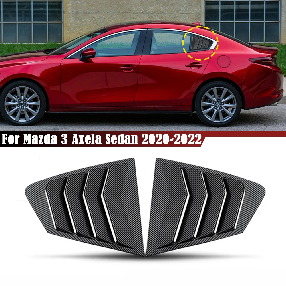 

Window Louvers For Mazda 3 Axela Sedan 2020 2021 2022 Black / Carbon Fiber Look Rear Side Window Scoop Visor Cover Car Styling