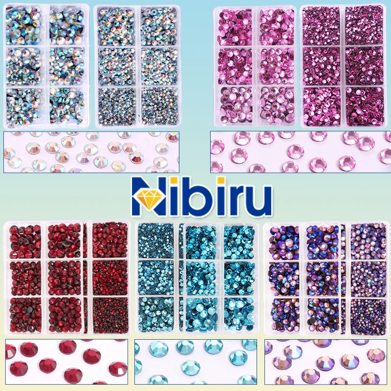 

DMC 6600Pcs Hotfix Rhinestone Set SS6-SS30 Crystal Stones Glass for Fabric Clothes Sparkly Flat Back Round with Tweezers and Pen