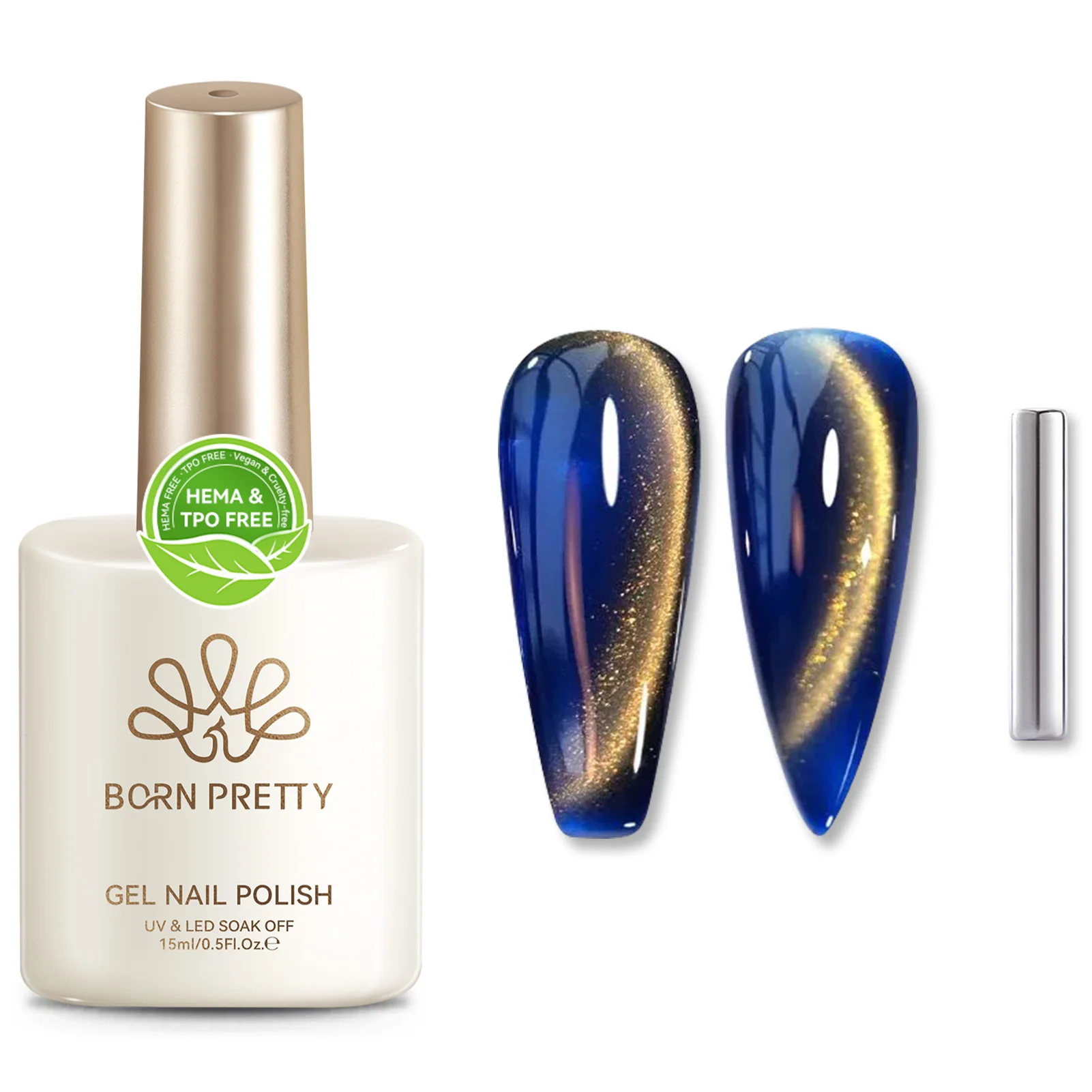 

BORN PRETTY HEMA TPO FREE 15 мл Золотисто-синий блестящий магнитный гель для кошек Ультра блеск Soak Off УФ-лак для ногтей Лак для маникюра