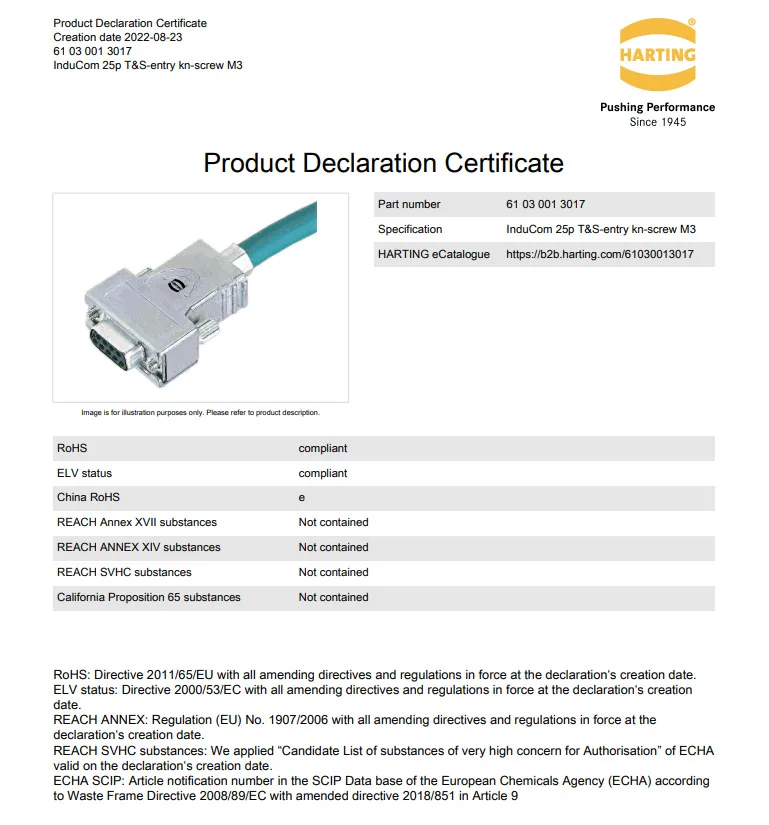 61030013017 Harting InduCom 25p T&S-entry kn-screw M3