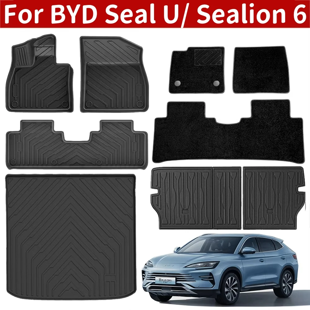 Tapis de sol et doublure de chargement en TPE pour BYD Seal U / Sealion 6 Song Plus 2021 – 2023, doublures de sol toutes saisons, tapis de coffre robuste