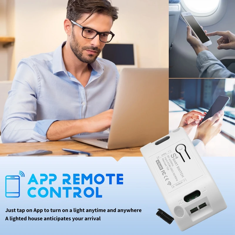 ●Wireless Smart Light Switch RF 433MHz Lighting Control Intelligent Switch AC 90-250V 10A Module( 1 W and 1 C)