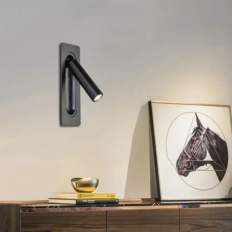 LED Ambient Reading Light Adjustable Recessed Wall Light Wide Voltage 85V-265V Indoor Rotatable Bedside Reading Light