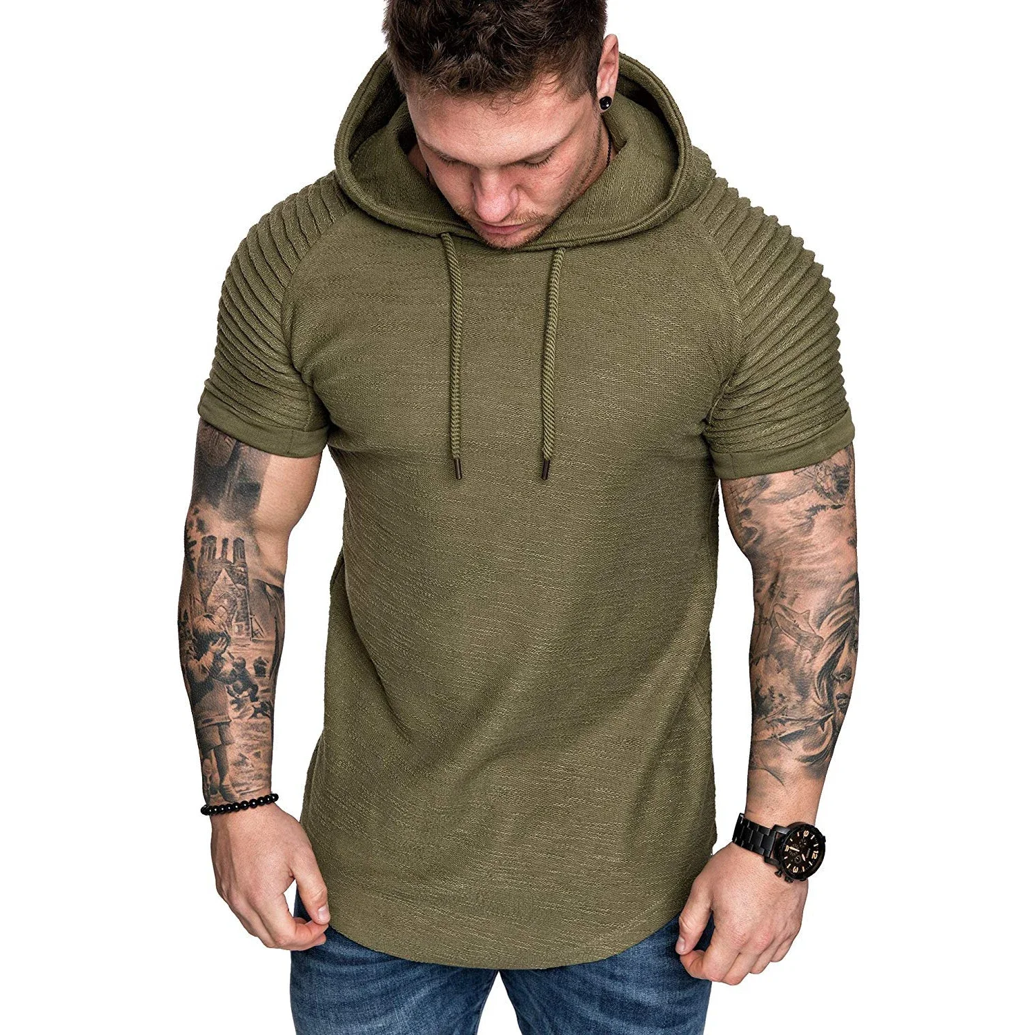 MRMT 2024 marka yeni erkek Hoodies tişörtü rahat moda saf renk kazak erkek kısa kollu Hoodie kazak için