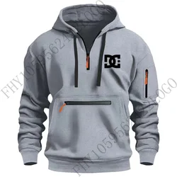 Autumn/Winter 2024 new long-sleeved multi-zip pockets, men's hooded sportswear, outdoor fishing recreational sports pullover